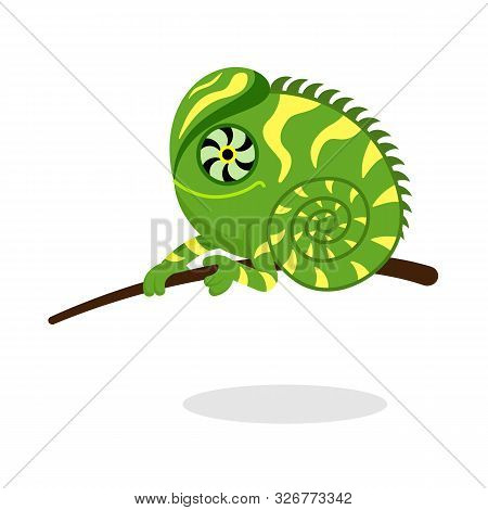 Cute Iguana In Flat Style Vector Image