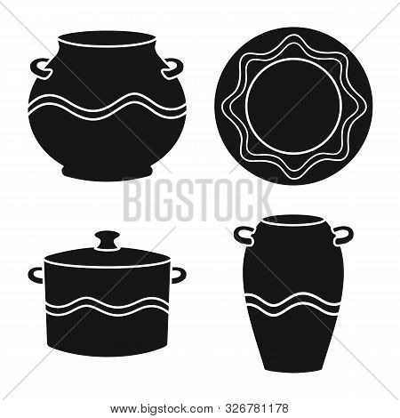 Vector Illustration Of Clayware And Kitchen Symbol. Set Of Clayware And Tableware Stock Vector Illus
