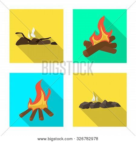 Vector Illustration Of Danger And Tourism Icon. Set Of Danger And Hiking Vector Icon For Stock.