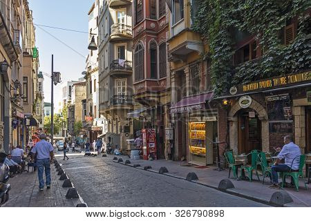 Istanbul, Turkey - July 26, 2019: Walking People At The Pedestrian Street Near Taksim Square At The 