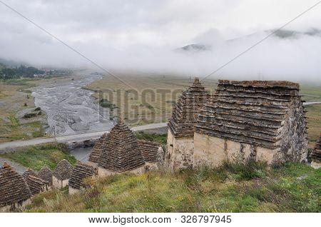 View Of The Tombs Of The Necropolis City Of The Dead. Dargavs, North Ossetia, Russia