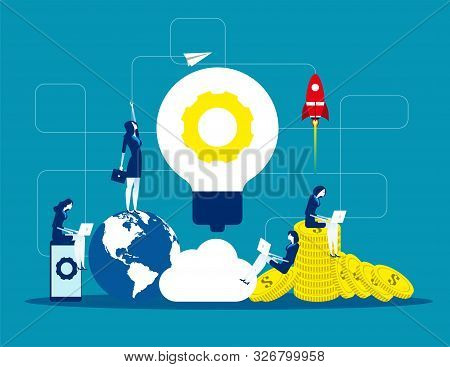 Solution, Business People And Teamwork, Concept Business Vector Illustration, Flat Business Cartoon,