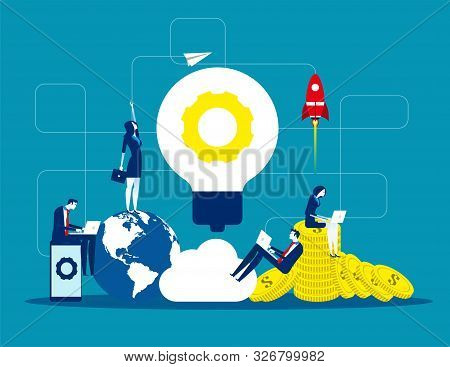 Solution, Business People And Teamwork, Concept Business Vector Illustration, Flat Business Cartoon,