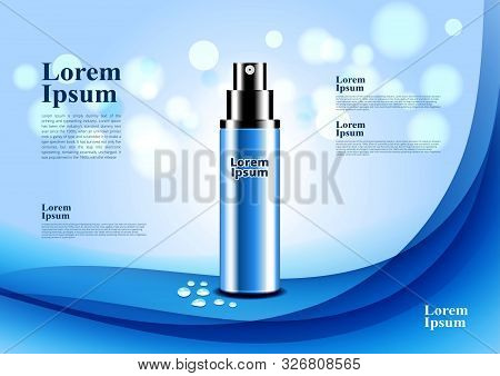 Blue White Background With Soft Bokeh Water Concept Spray Package Cosmetic Premium