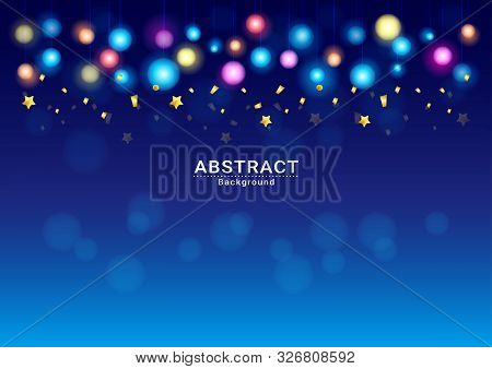 Background Celebration  Dark Blue Holiday With  Light And Confitti