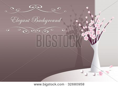 Elegante sfondo con i fiori in vaso e perle