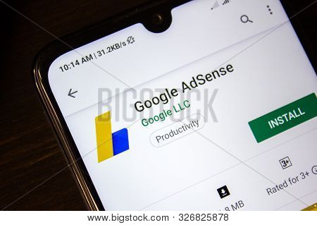 Ivanovsk, Russia - July 21, 2019: Google Adsense App On The Display Of Smartphone