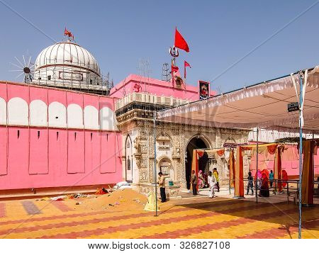 Deshnok, India - Circa March 2018. Devotees Visit Famous Karni Mata Temple.