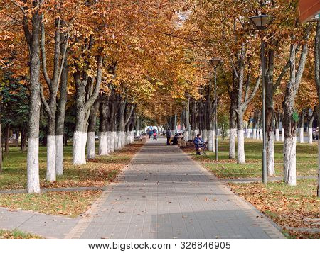 Gomel, Belarus - October 5, 2019: Square Avenue Of Builders