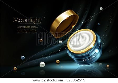 3d Realistic Cosmetic Advertising Mock Up - Night Cream In Jar, Luxury Cosmetics.moisturizing Essenc