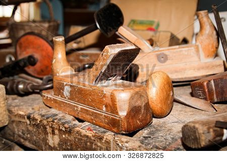 Planing Saws Lie On A Carpenters Bench