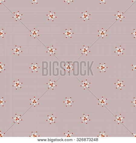 Simple Small Bohemian Christmas Snowflakes Vector Seamless Pattern Background For Fabric, Wallpaper,