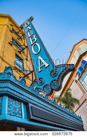 San Diego, Usa - June 11,2012: Facade Of Historic Theater Balboa  In San Diego, Usa. It Opened On Ma