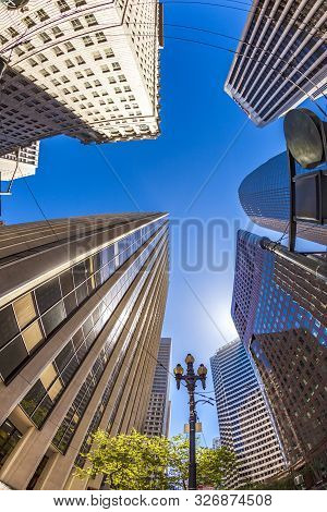 San Francisco, Usa - June 20, 2012:  View To Modern Skyscraper At Crossing Fremont Street In San Fra