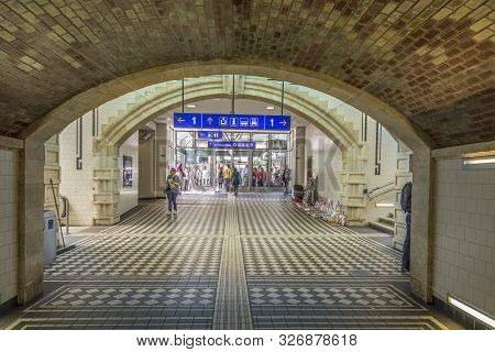 Vienna, Austria - Apr 25, 2015: People At Train Station Prater In Vienna, Austria. Vienna Praterster
