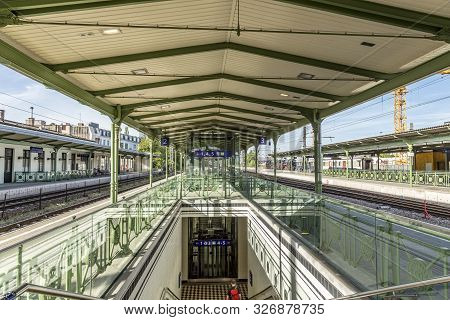 Vienna, Austria - Apr 25 2015: People At Train Station Wien Heiligenstadt In Vienna, Austria. Vienna