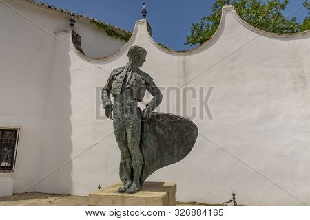 Ronda, Spain - May 17, 2018 : Statue Of Famous Bullfighter Cayetano Ordonez 