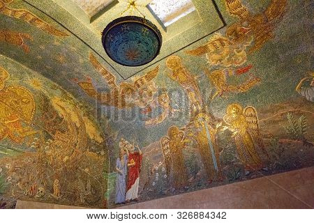 Ottrot, France - June 23, 2018:  Mosaic In Chapel Of  Saint-odile Abbey, Also Known As Hohenburg Abb
