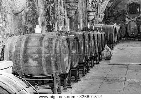 Eberbach, Germany - Dec 29, 2018: Old Vinery In Eberbach. The Abbey Is A Former Cistercian Monastery