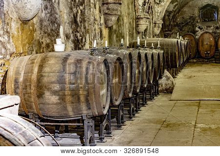 Eberbach, Germany - Dec 29, 2018: Old Vinery In Eberbach. The Abbey Is A Former Cistercian Monastery