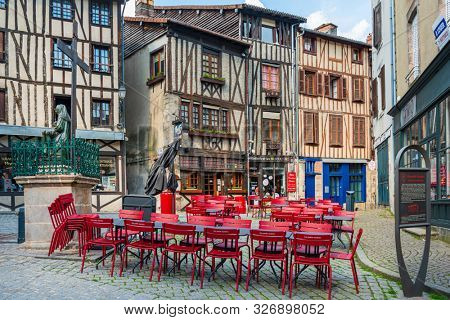 LIMOGES, FRANCE - May 8, 2018 : Restaurants in Downtown Limoges, France