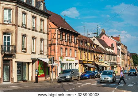 STRASBOURG, FRANCE - June 17, 2017 : Street view of ancient buildings at Strasbourg, Alsace, France