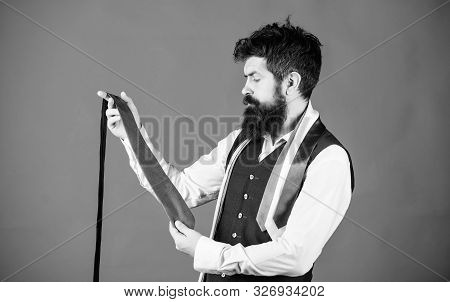 The Tie Is Just The Ticket For Any Menswear Outfits. Bearded Man Choosing Neck Tie. Brutal Hipster H