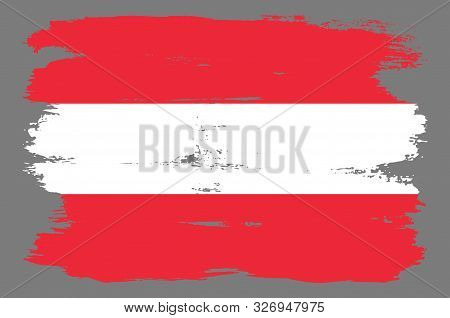 Red And White Austrian Flag With Stripes. Austrian Flag With Cool Grunge Texture. Vector Flag Of Aus