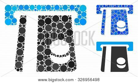Bank Card Terminal Mosaic Of Filled Circles In Various Sizes And Color Tones, Based On Bank Card Ter
