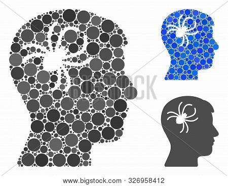 Mental Parasite Spider Mosaic Of Small Circles In Variable Sizes And Color Tints, Based On Mental Pa