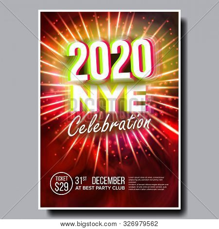 2020 Christmas Party Flyer Poster Vector. Happy New Year. Celebration Template. Winter Background. D