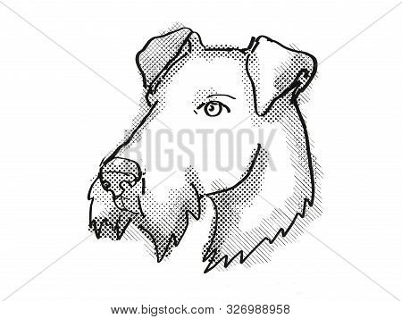Retro Cartoon Style Drawing Of Head Of An Airdale Terrier  , A Domestic Dog Or Canine Breed On Isola