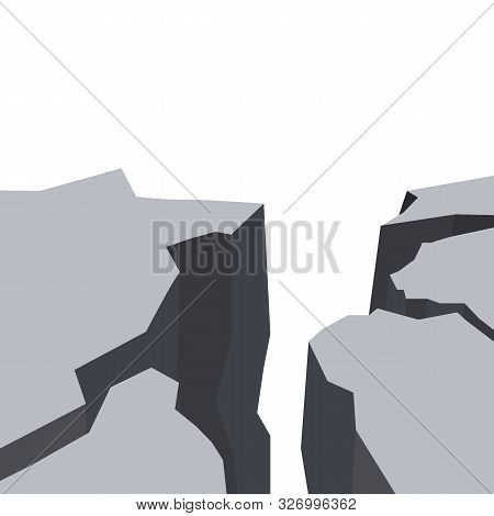 Vector Flat Illustration Of An Earthquake. Splits And Cracks. Faults In The Ground. Natural Disaster