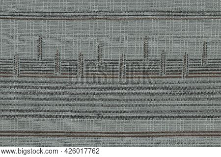 The Texture Of The Fabric Made Of Cotton With A Pattern.
