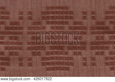 The Texture Of The Fabric Made Of Cotton With A Pattern.