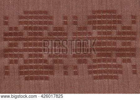 The Texture Of The Fabric Made Of Cotton With A Pattern.