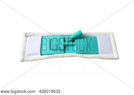 Top View Refill Mop Push Head Ingreen Aqua On White Background Isolated And Clipping Path. Item Easy