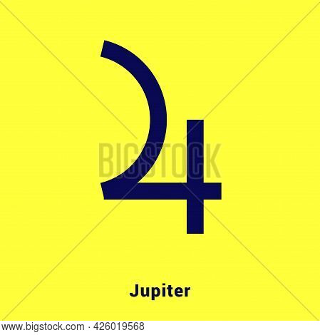 Jupiter. Planet Symbol. Vector Color Sign. Astrological Calendar. Jyotisha. Hinduism, Indian Or Vedi