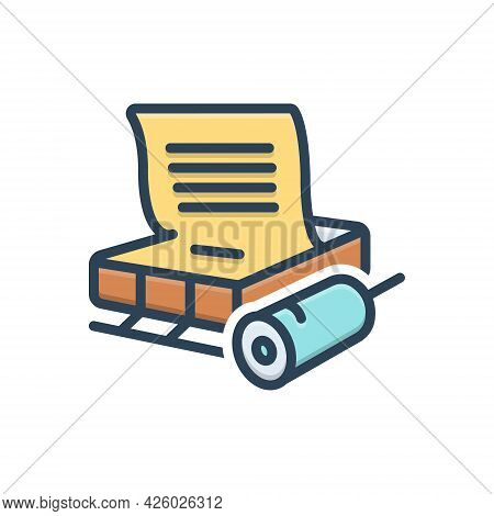 Color Illustration Icon For Linotype Print Imprint Machine Print-shop