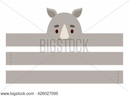 Printable Rhino Paper Crown. Diy Cut Party Ribbon Template For Birthday, Christmas, Baby Shower. Fun