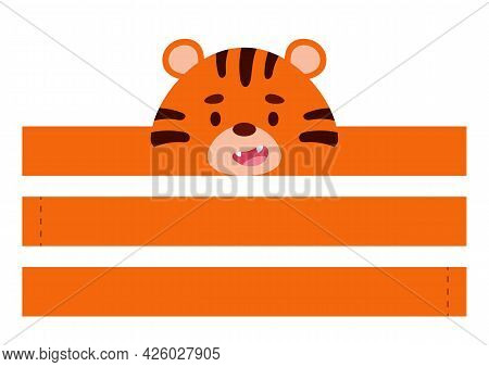 Printable Tiger Paper Crown. Diy Cut Party Ribbon Template For Birthday, Christmas, Baby Shower. Fun