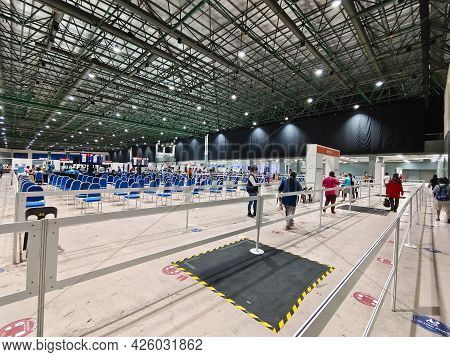 Selangor, Malaysia - July 6,2021 : Public People Can Seen Entering Their Specific Zone To Take The V