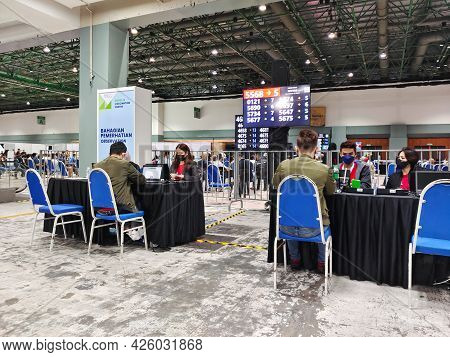 Selangor, Malaysia - July 6,2021 : Registration Counter For Public People After Vaccinate The Sinova