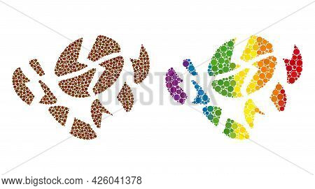 Coffee Bean Destruction Composition Icon Of Filled Circles In Various Sizes And Rainbow Colored Shad