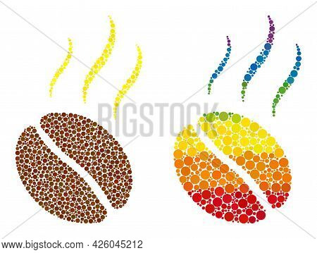 Aroma Coffee Bean Composition Icon Of Spheric Dots In Different Sizes And Spectrum Colored Shades. A