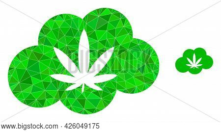 Triangle Cannabis Smoke Polygonal Icon Illustration. Cannabis Smoke Lowpoly Icon Is Filled With Tria