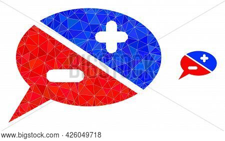 Triangle Chat Arguments Polygonal Symbol Illustration. Chat Arguments Lowpoly Icon Is Filled With Tr