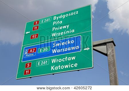 Cartello stradale In Polonia
