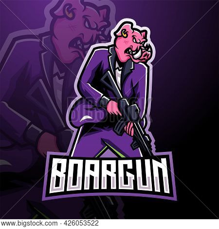 Razorback Gunners Esport Mascot Logo With Text