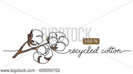 Recycled Cotton Vector Icon, Sign, Illustration, Banner, Poster, Background. One Line Art Drawing Of